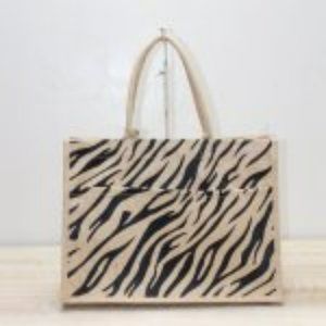The Royal Standard Tiger Stripe Jute Pocket Tote Black/Natural